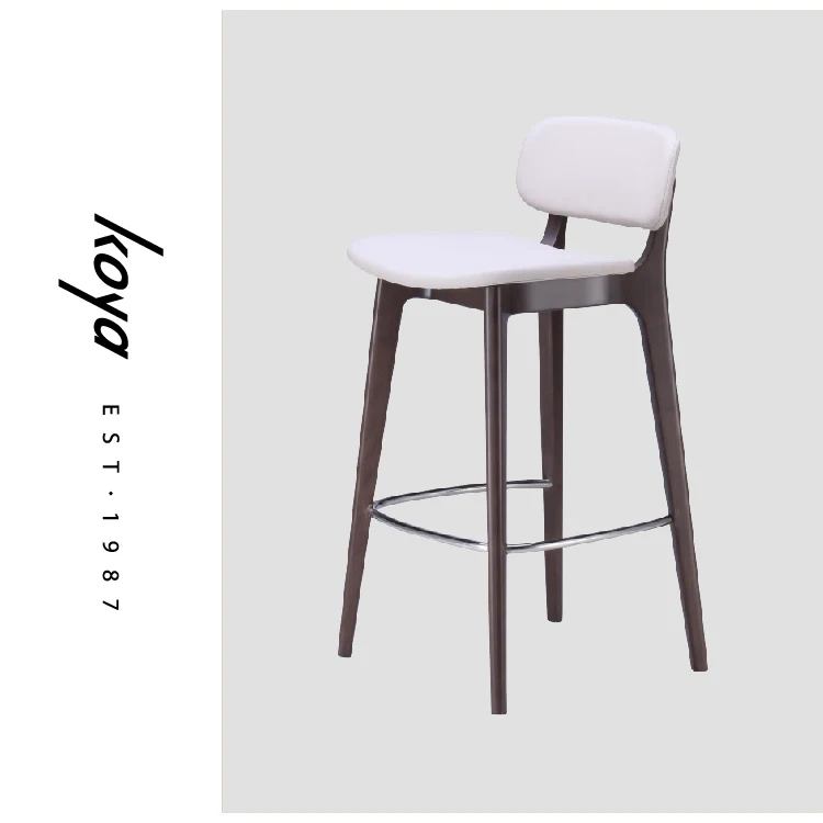 Modern design Solid wooden Home Hotel Pub PVC Leather High Bar Chair