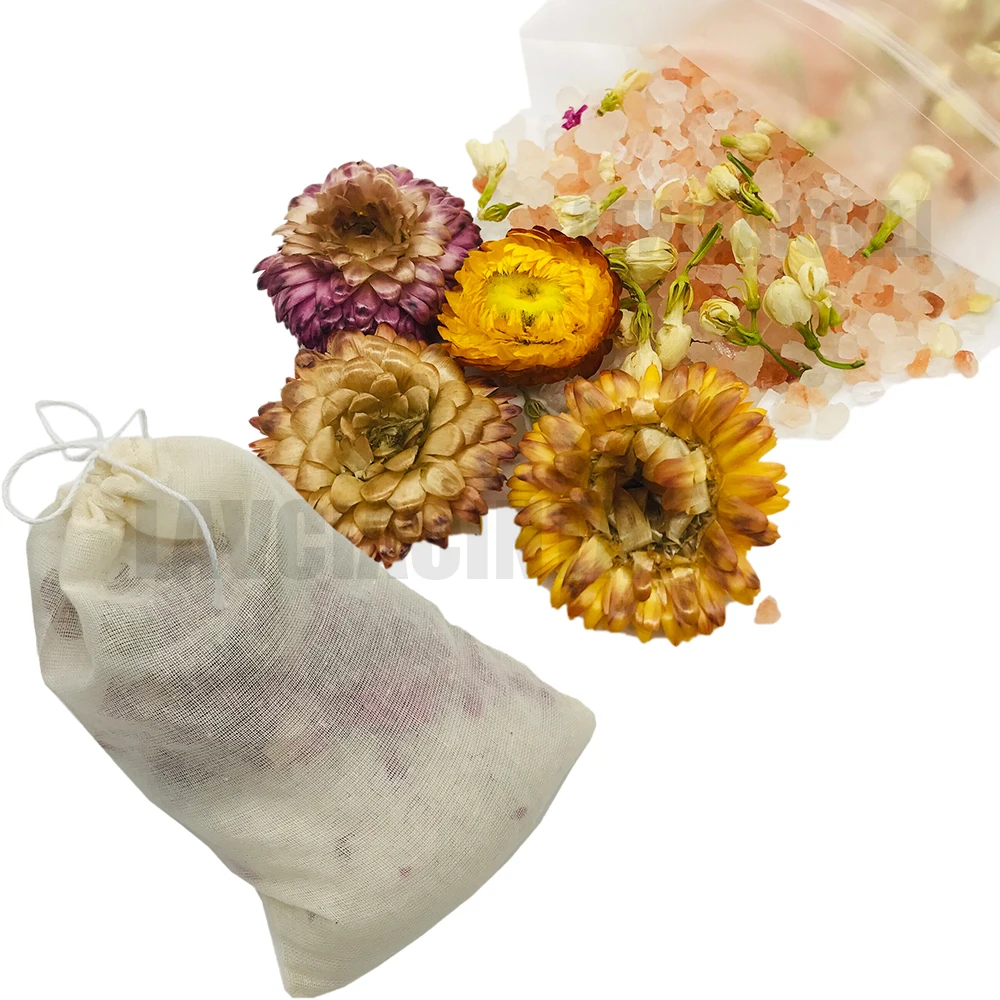 Multiflora розовая ткань для ванны упаковка натуральный чай морская соль спа соли
