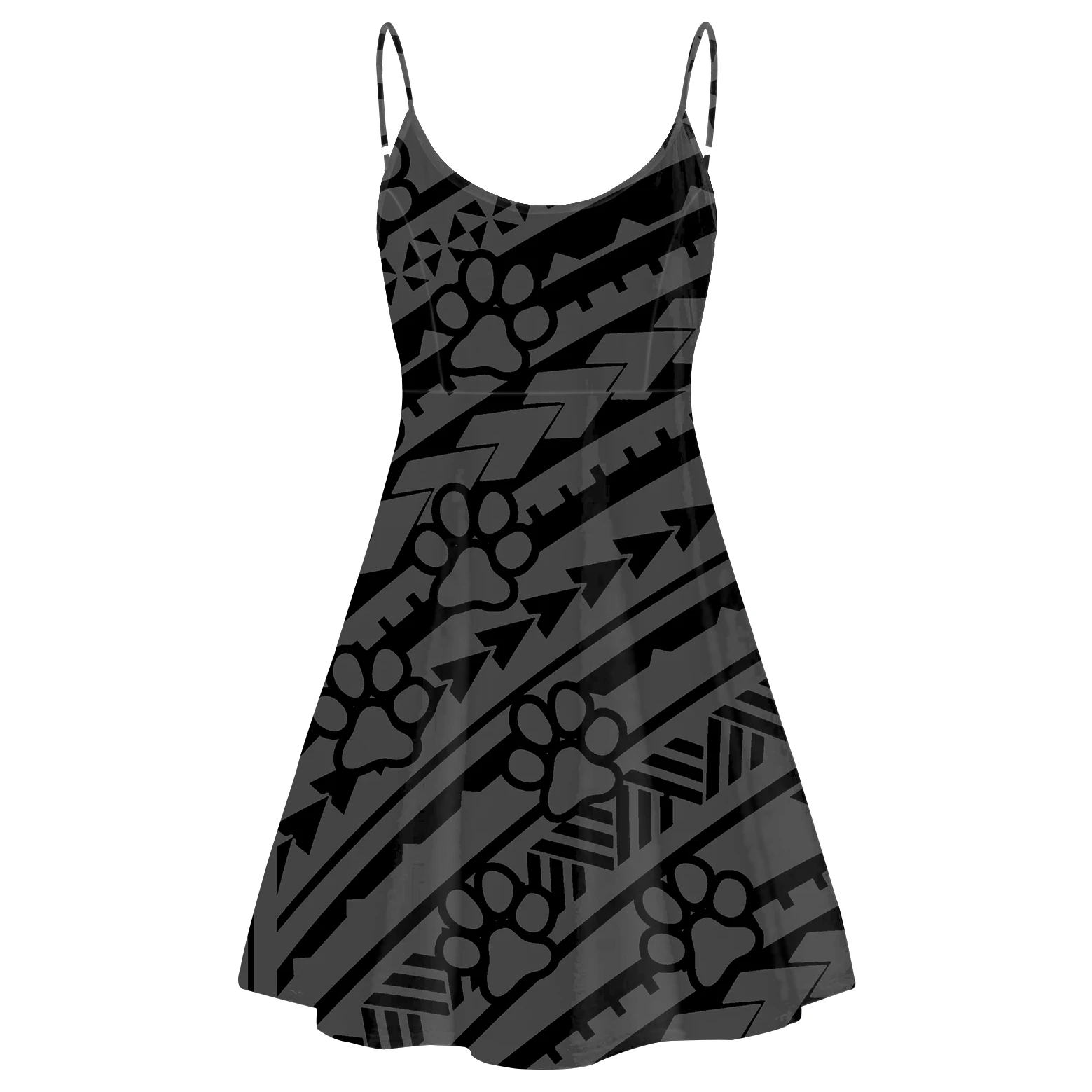 Женское летнее пляжное платье, элегантное дизайнерское вечернее платье-комбинация серого цвета с принтом в виде родовых лап и собак, оптом