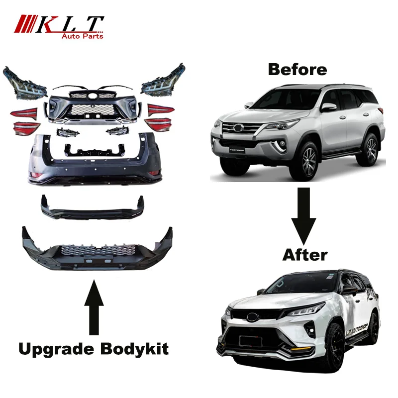 KLT High Quality Car Front Bumper Fortuner Legender gr Body Kit for Toyota Fortuner 2016 Upgrade To Fortuner 2021