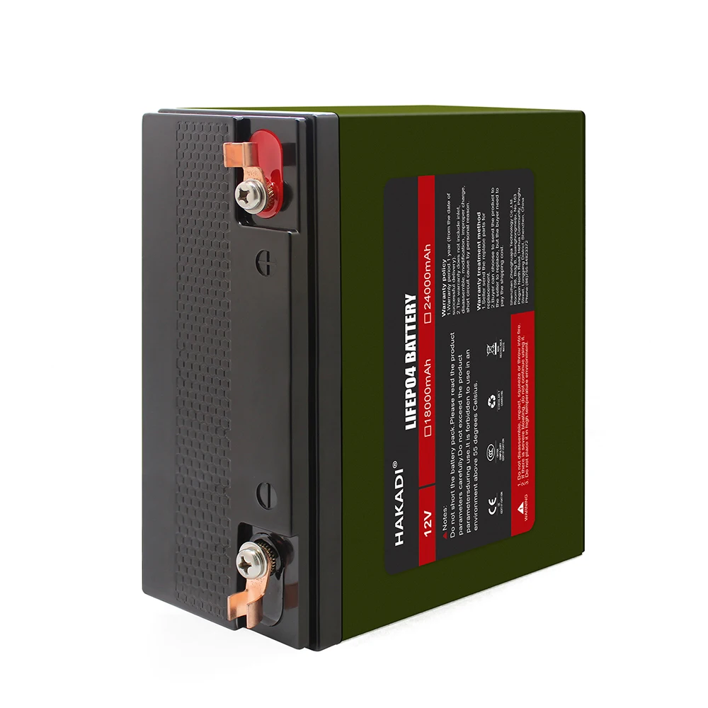 HAKADI Factory Sell 12V 24Ah Lifepo4 Rechargeable Batteries 3000+ Cycle BUild-in BMS For Solar System Power Bank Fishing Boat