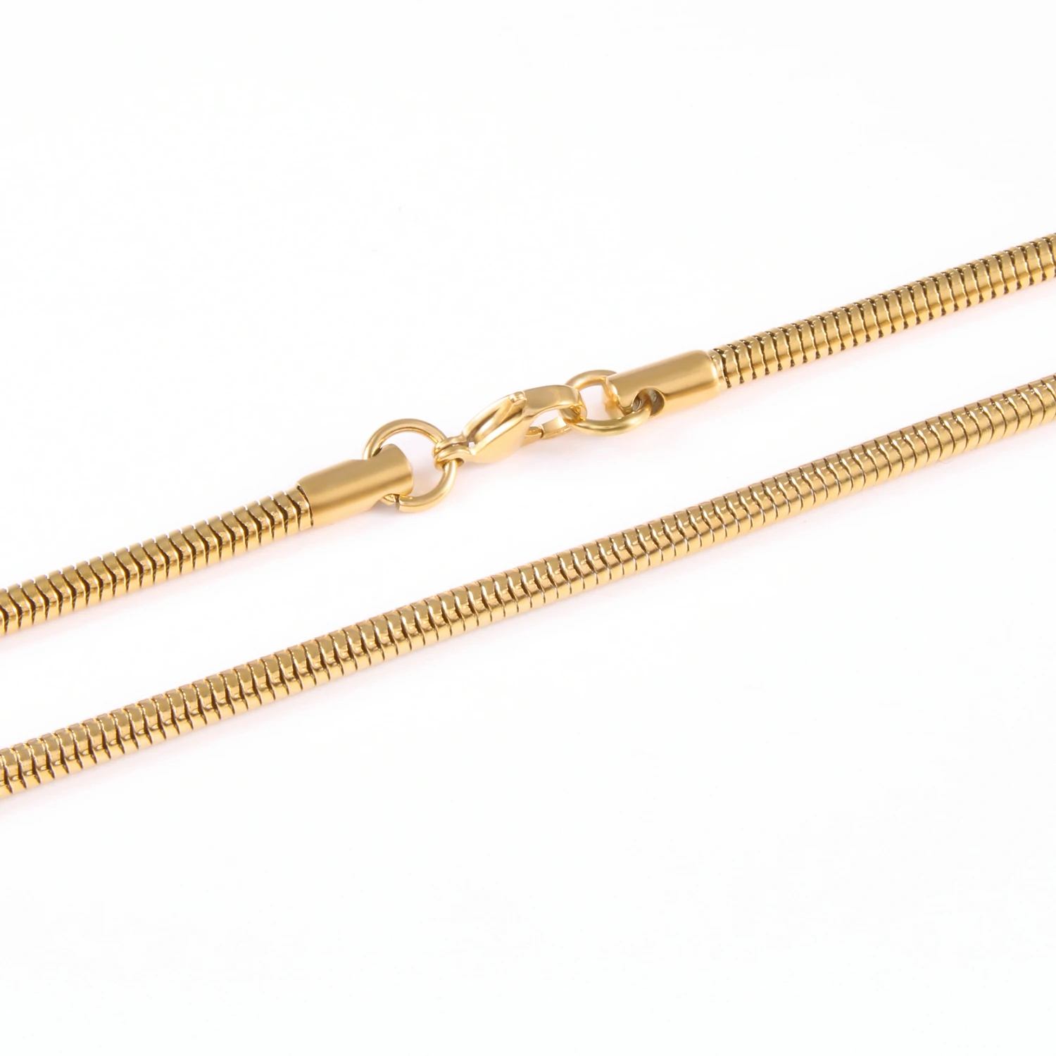 Wholesale fashion men chunky jewelry gold plating link chain snake necklace stainless steel round Soft snake chain for unisex