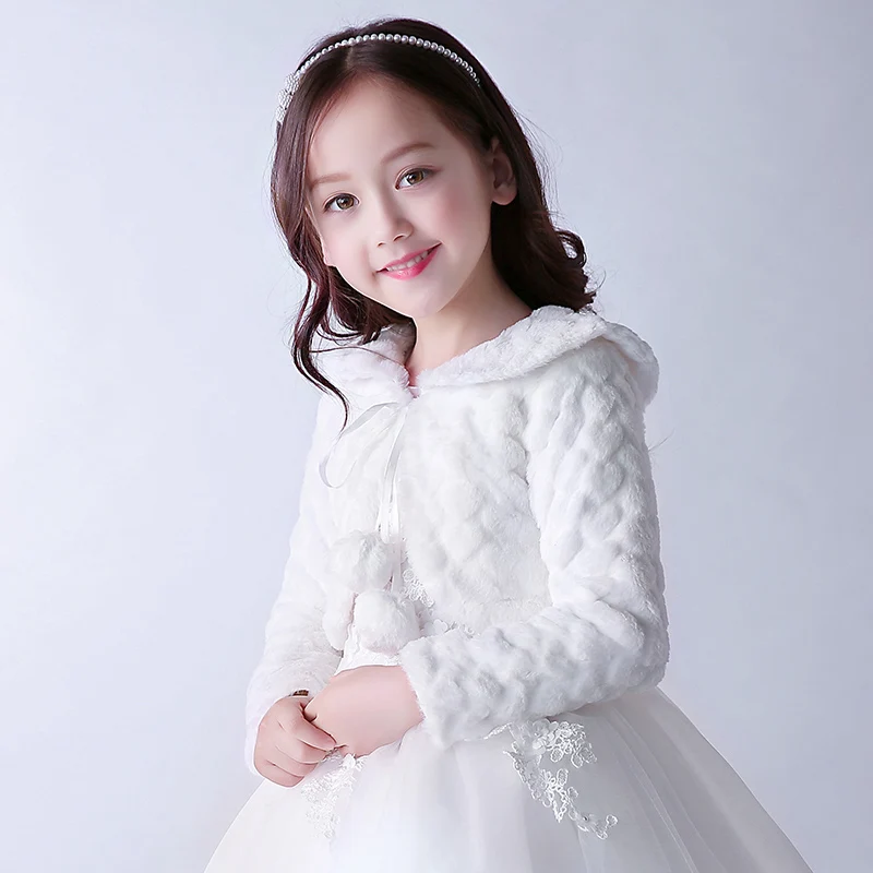 Faux Fur Cape Princess Flower Girl Jacket Cozy Cover-Up Coat Flower Girl Faux Fur Shawls
