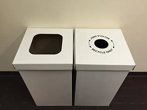 Recycled Cardboard Trash Bin Can Carton Box Eco Friendly Kraft Paper Corrugated Paper Trash Can With Lid