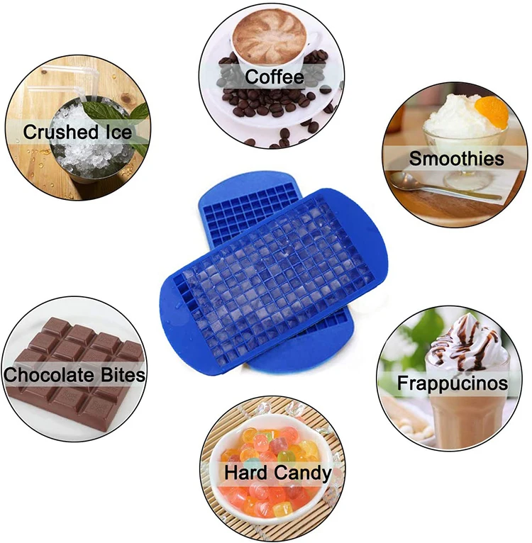 160 Mini Grids Wholesale Ice Cube Maker Molds Silicone Pretty Tiny 3D Square Ice Cube Tray