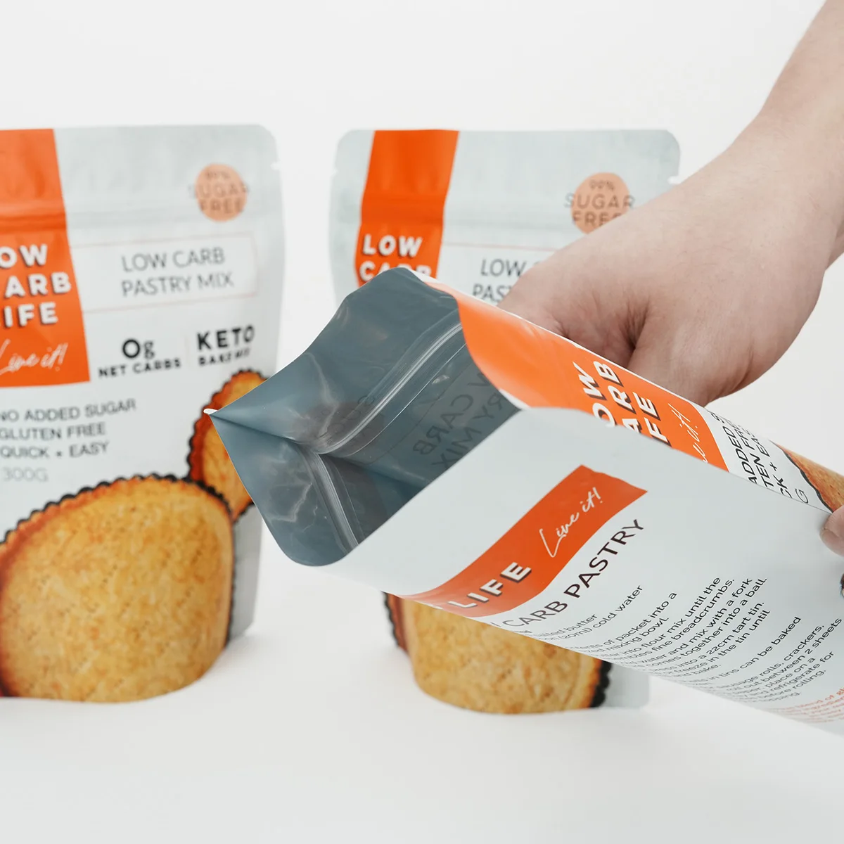 Custom designed branded flour food sealed ziplock packaging bags