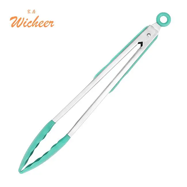 430 material silicone 12 inch food tongs stainless steel
