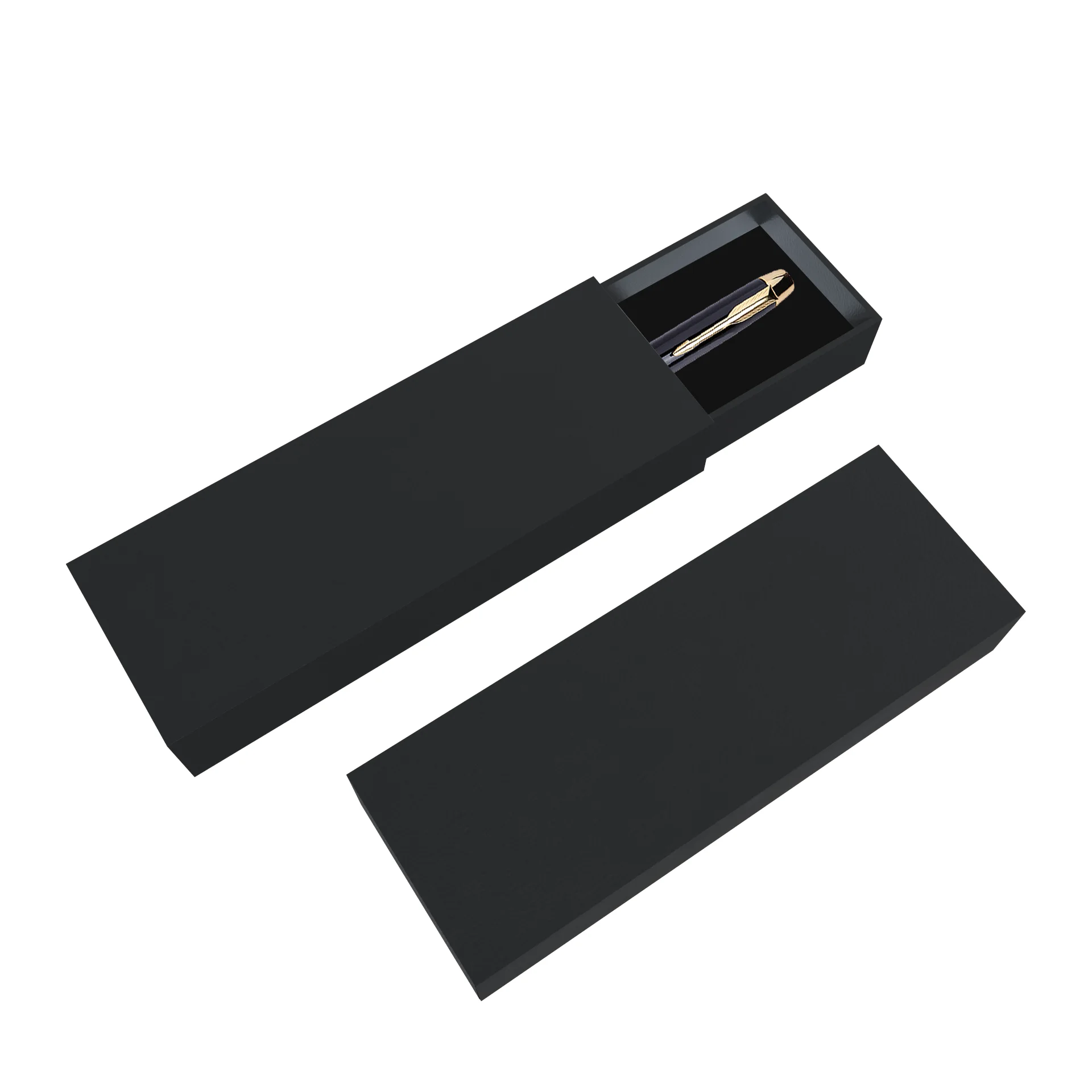 Бумажная ручка Подарочная коробка ящик для ручки упаковочная с пенным логотипом длинный узкий черный картон перерабатываемый ручек