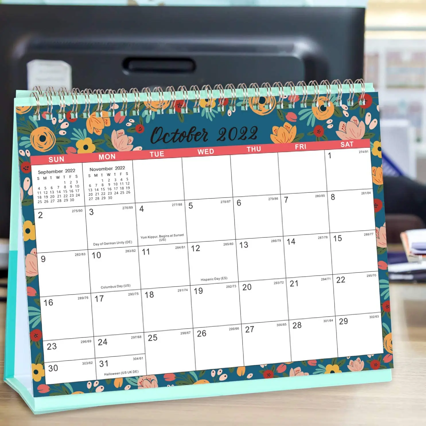 
Personalized Stand up Desk Calendar Standing Flip Desktop Calendar 2022 with Thick Paper 