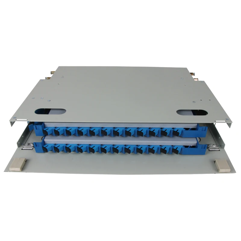Indoor Outdoor ODF Optical Distribution Frame 24 Cores Fiber Patch Panel With Built-in Rack Splice tray