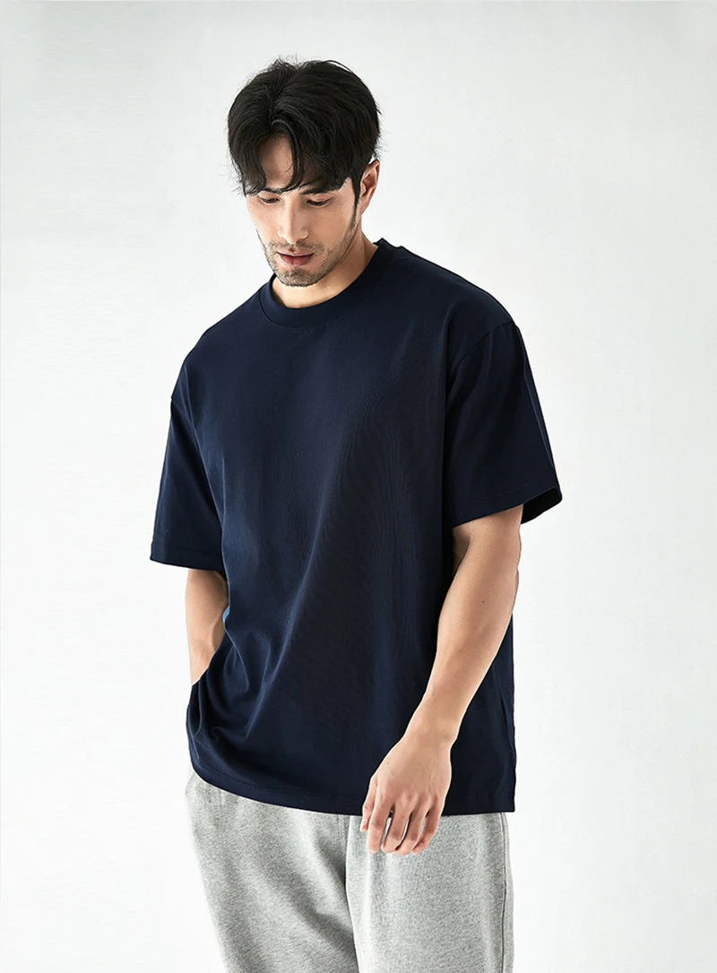 Custom Screen Printing Mens S-shirts. 270G Cotton Drop Shoulder Boxy Round Neck Summer Luxury T Shirt