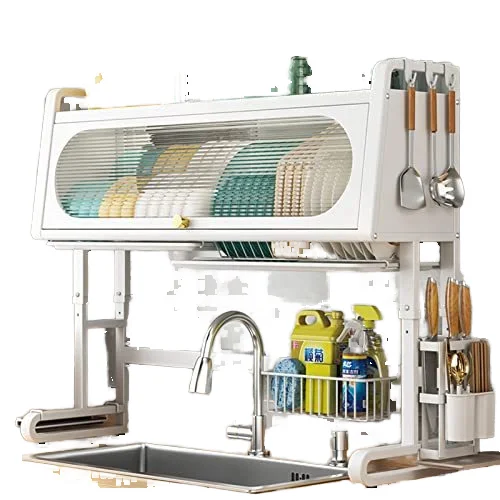 2 tier water sink dish drying rack for kitchen over the expandable stainless steel drainer