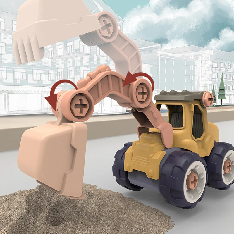 Children Excavator Vehicle Toy Small Engineering Truck Assembly DIY Toys Kids Early Education Disassembly Puzzle Car Boys Gifts