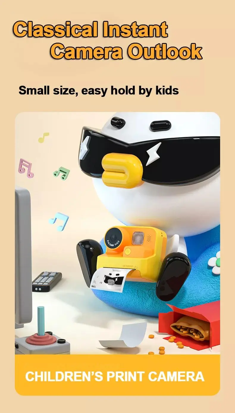 Kids Instant Print Camera For Baby Boys Girls 1080P HD Mini Camera With Thermal Photo Paper Toys Digital Camera Gifts Toys