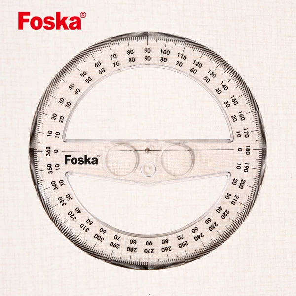 360 Degree 10CM School Transparent Plastic Protractor Ruler