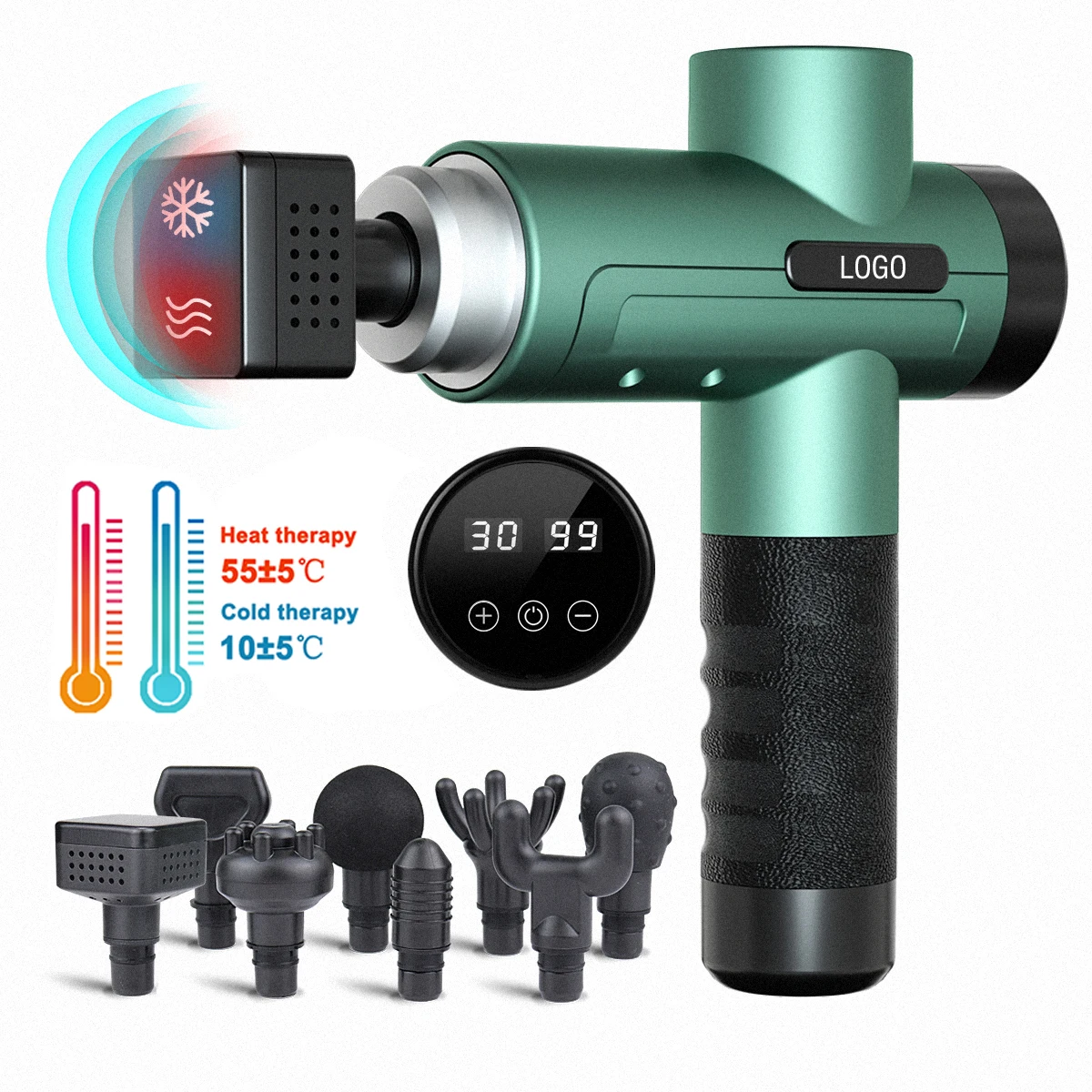 Cheap Hot Selling Hot & Cold Massager Products 8 Heads Portable Body  Deep Tissue Heat Muscle Massage Gun