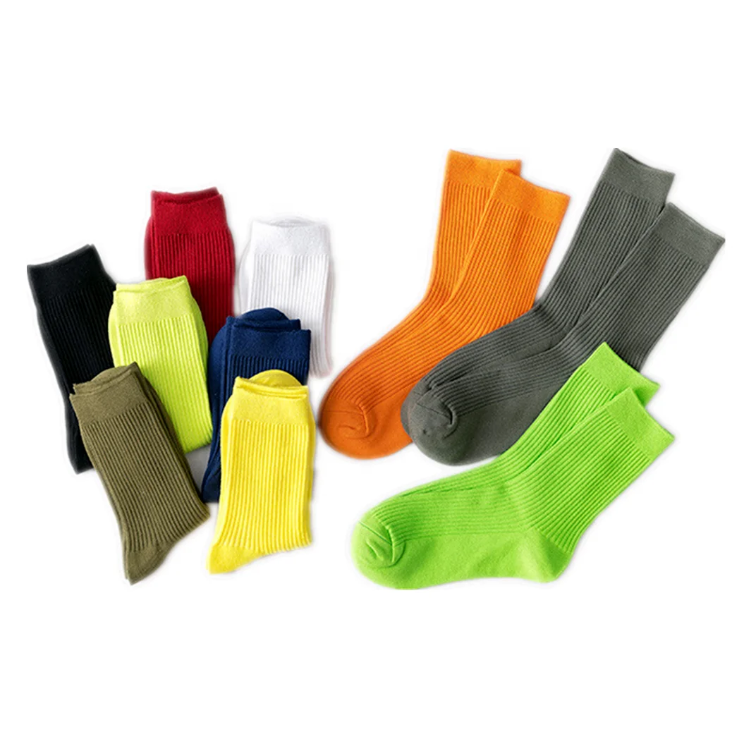 new fashion plain color crew socks solid mens slouch socks custom bamboo cotton mid calf socks
