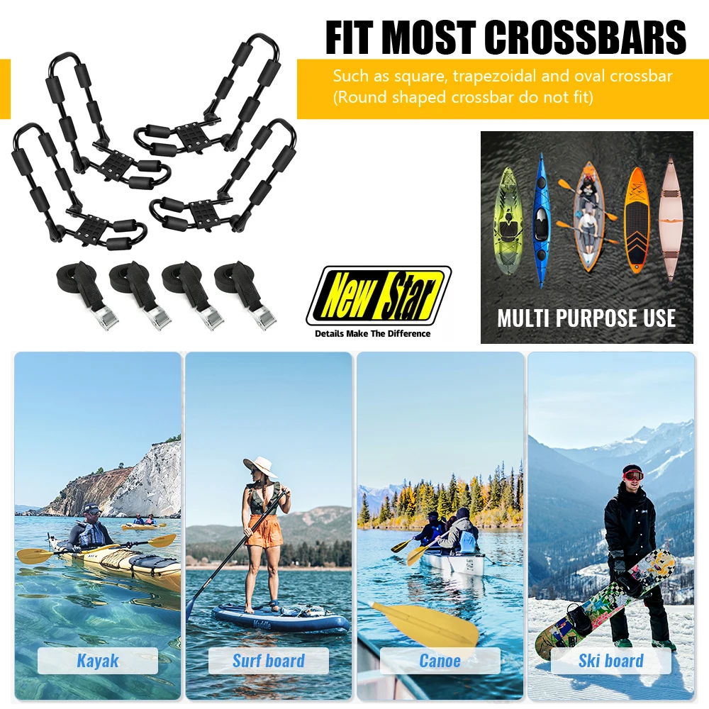 Detachable Steel Universal Folding Roof Carrier Stand-up Paddle Canoe Surfboard Ski Board Kayak Rack