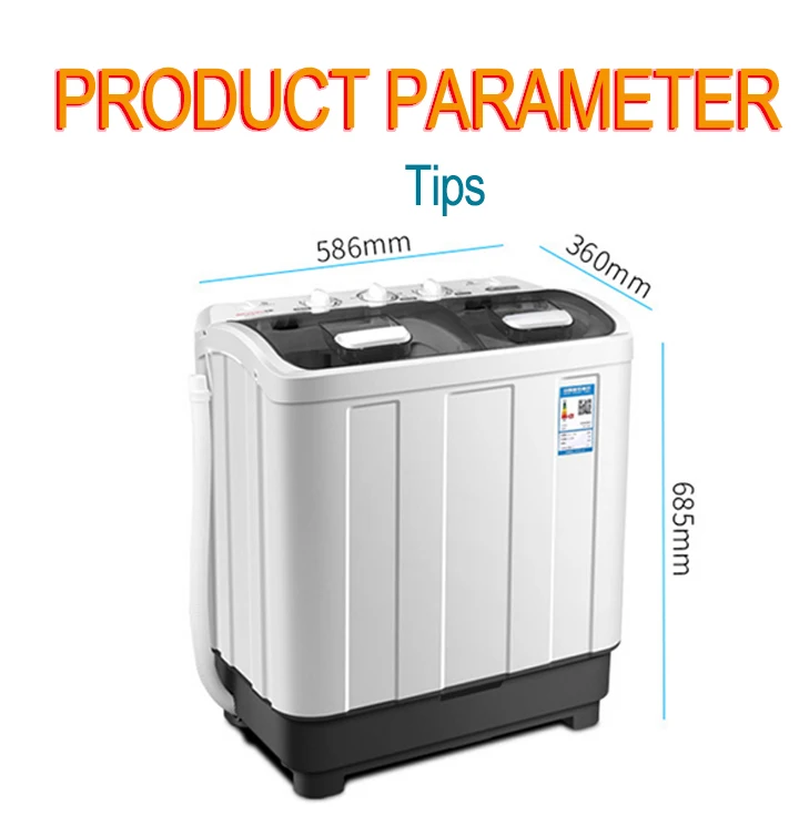 Double tub pulsator semi automatic Plastic clothes washing machine