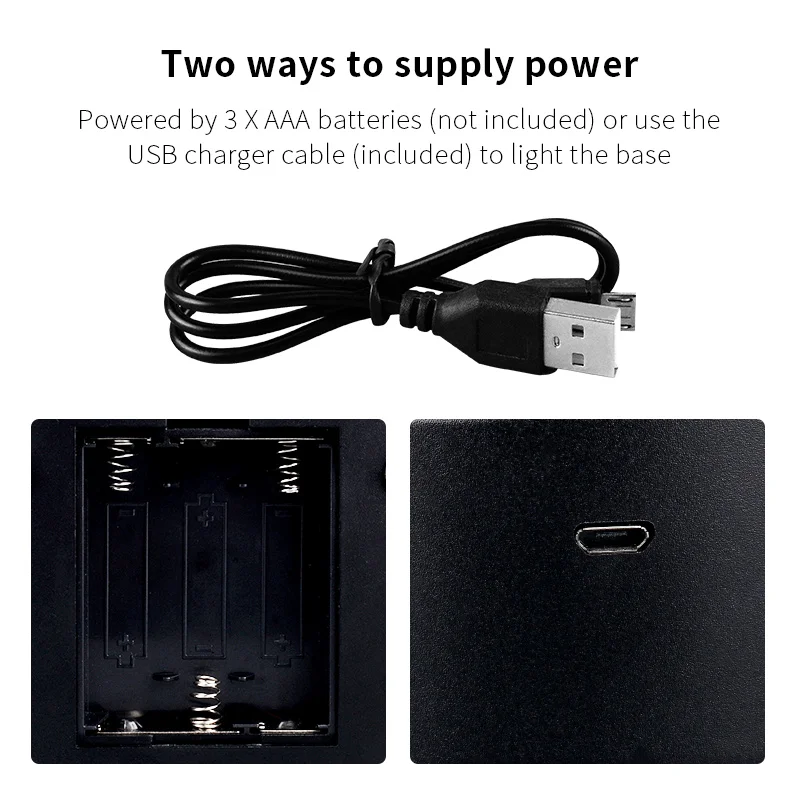 Remote Control RGB LED Lamp Bases for 3D Led Night Light Acrylic Black 3D LED Lamp Night Light Touch Base with USB Cable