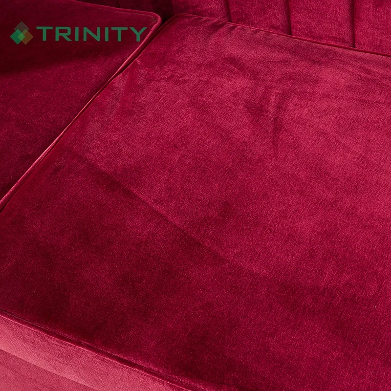 Customization Hotel Furniture Upholstered Red Velvet Fabric Two Seater Modern Love Seat Sofa