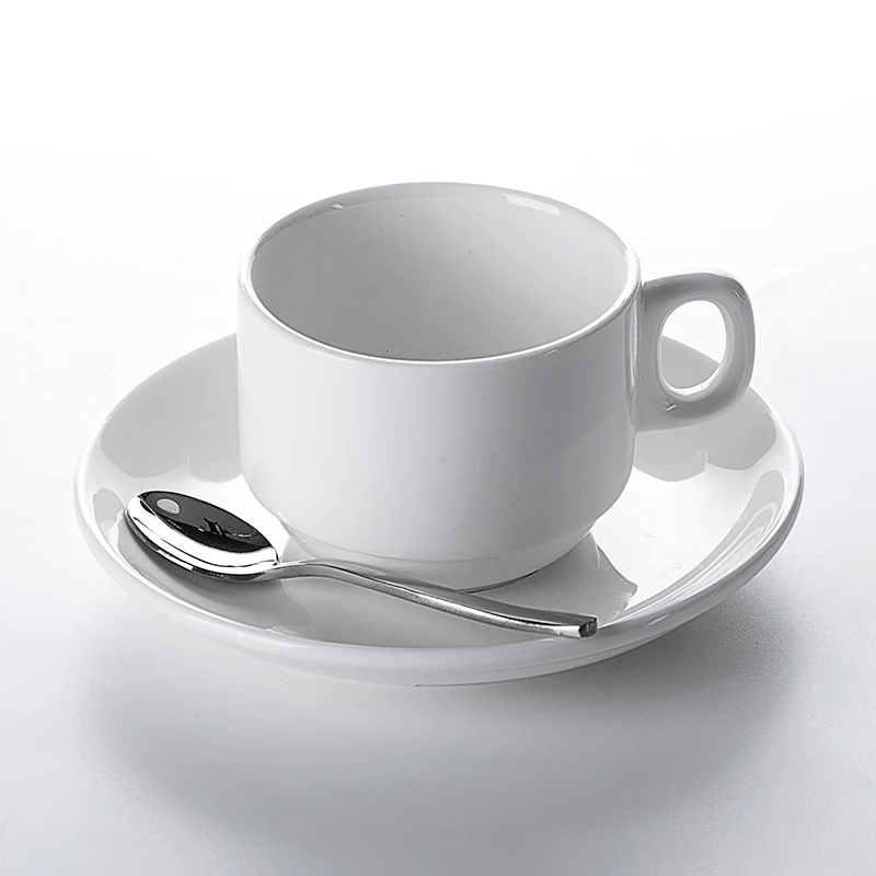 
High Temperature Restaurant Cafe Bar Porcelain Coffee Cup Factory, Tea Cup Sets, White Cups And Saucer Ceramic 