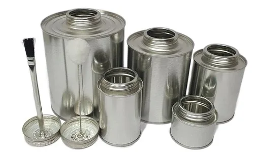 Round Tin Cans With Brush For Glue With Different Size