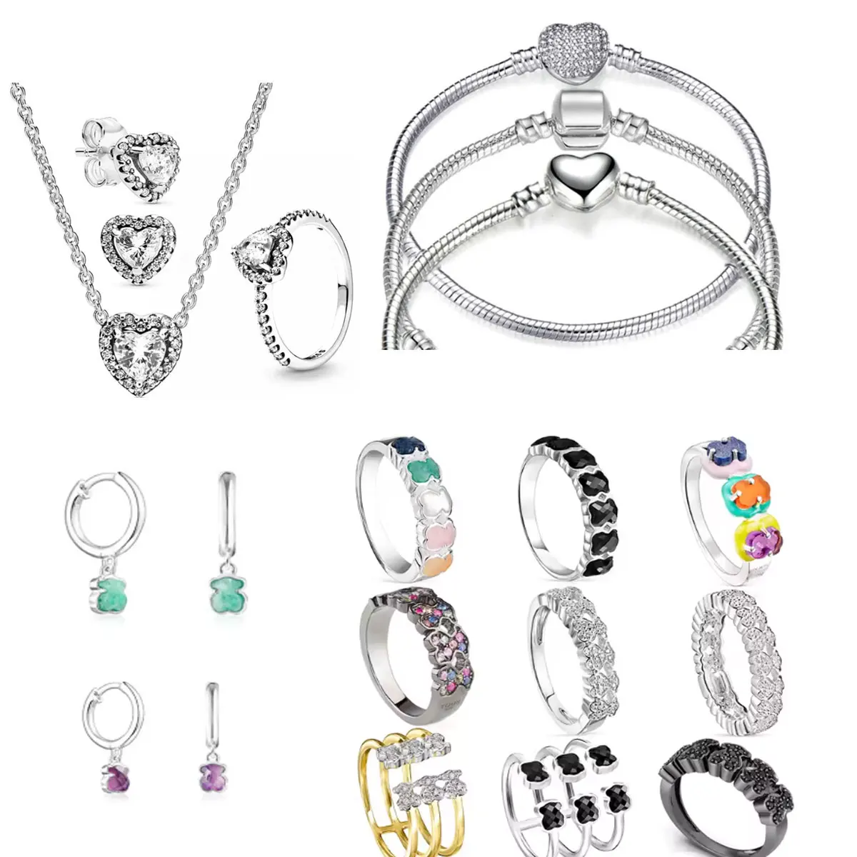 High Quality Wholesale 925 Silver Natural Stone Spanish Touse Bear Charm Diy Earring Jewelry