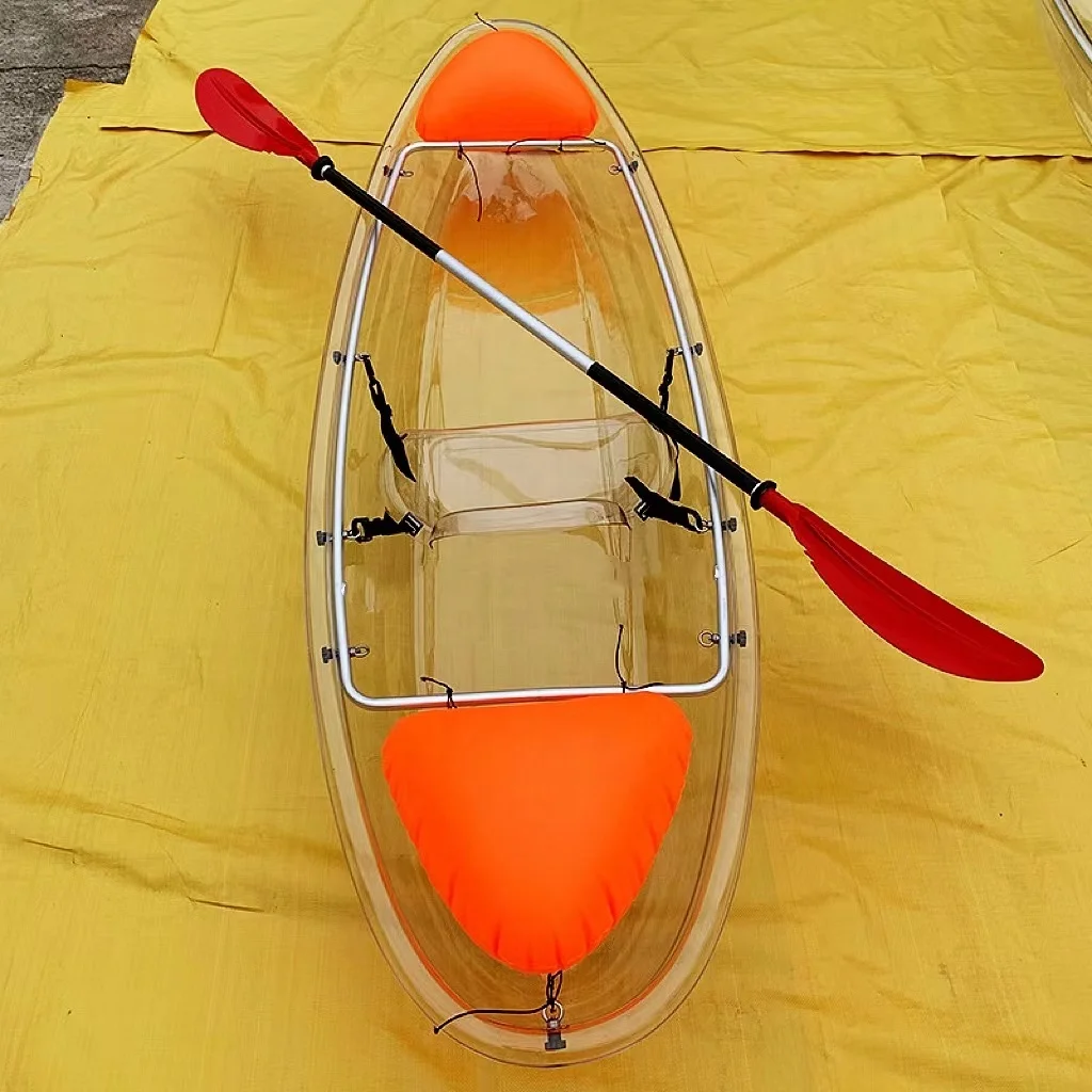 Manufacturer Wholesale Spot High-quality Transparent Kayak Small Canoe 1 Person Marine Manual Rowing PC Drifting Boat
