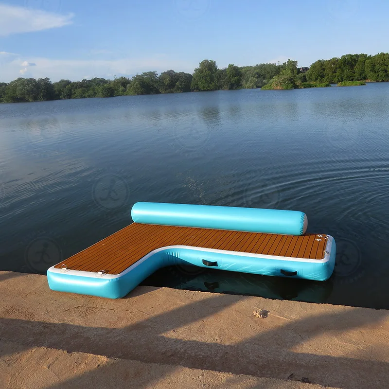 Water Play Equipment Inflatable Boat Fishing Island Pontoon Inflatable Floating Docks Pontoon With Backrest