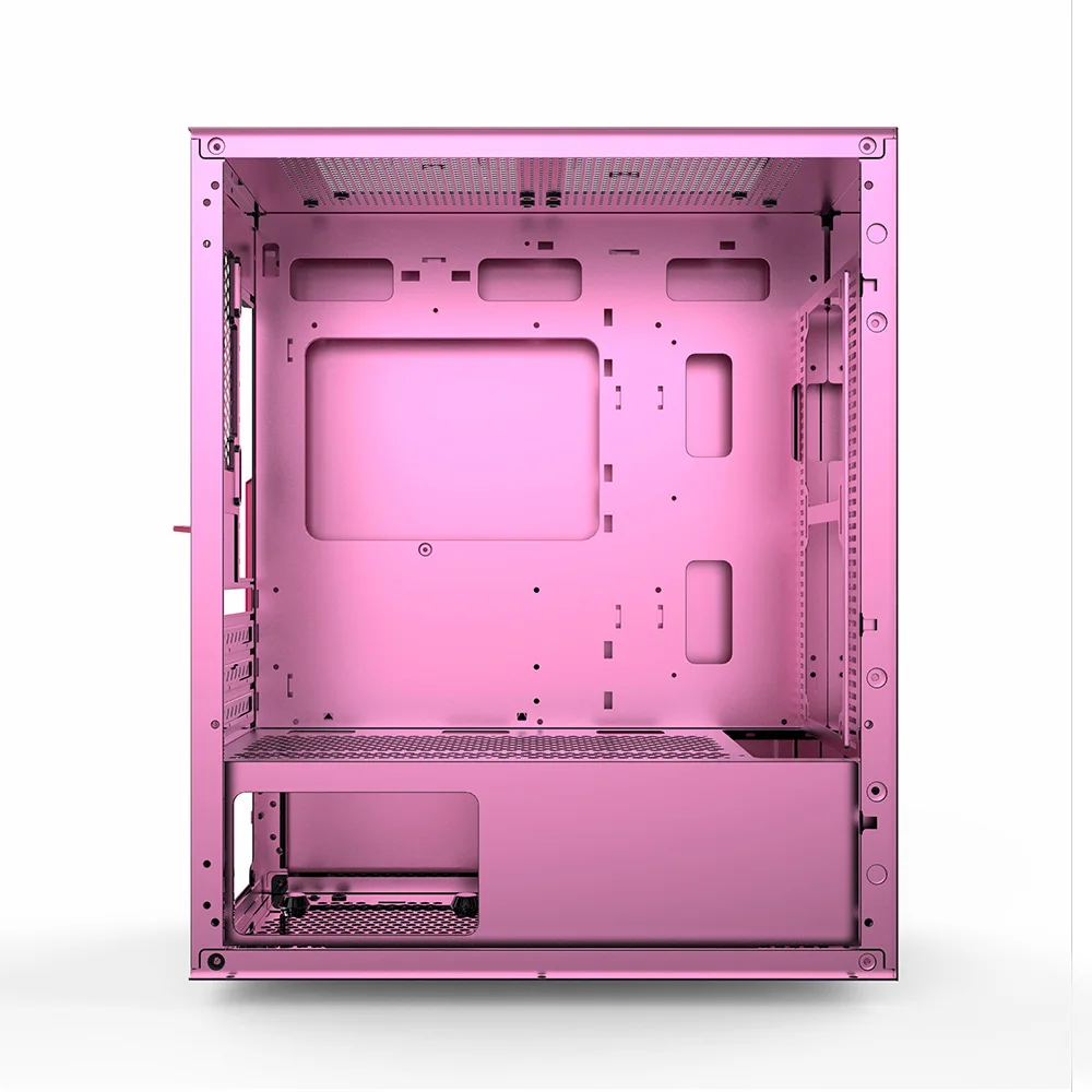 Wholesale Micro-ATX PC Gaming Computer case with Side Tempered Glass Door Support ATX Gaming Computer case (Pink)