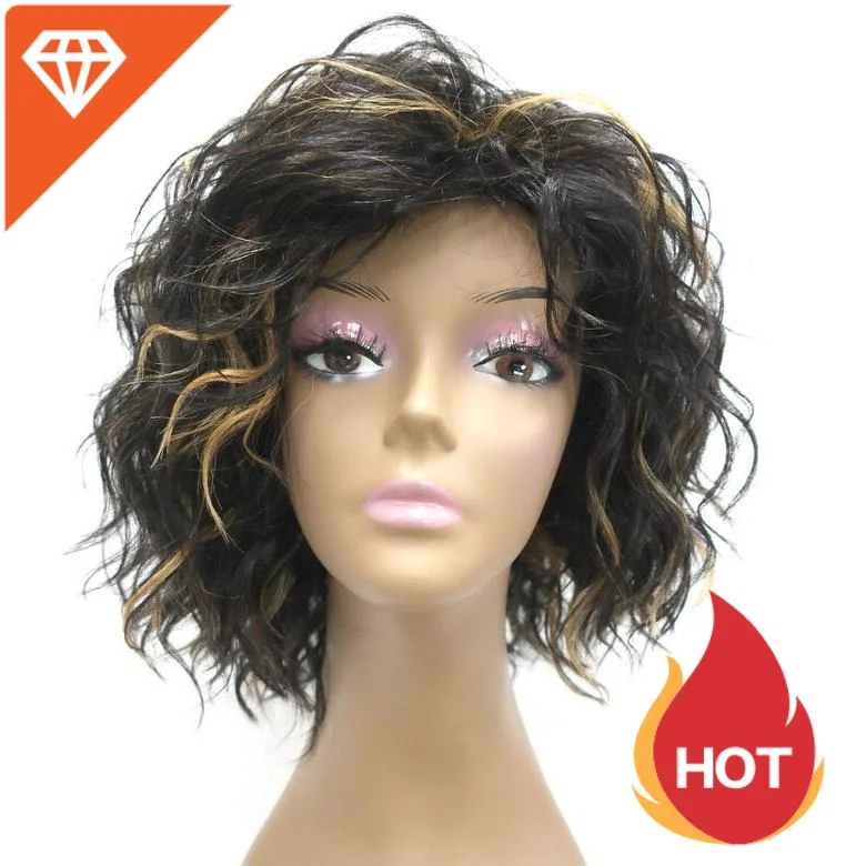 Novelties Wholesale Vendors 100% Brazilian Human Hair Wig Colored Short Bob Water Wave Alipearl Natural Wig for Black Women