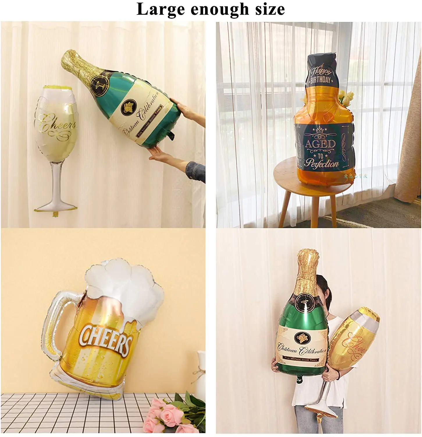 12 pieces of aluminum foil helium Mylar balloon champagne bottle goblet whiskey beer glass balloon variety of birthday wedding