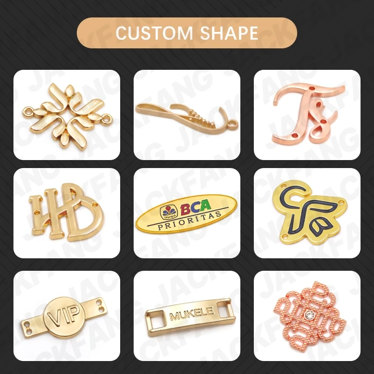 Garment accessories clothing bag hat Shoe scarves embossed custom branding tags metal label logo round blank metal plate