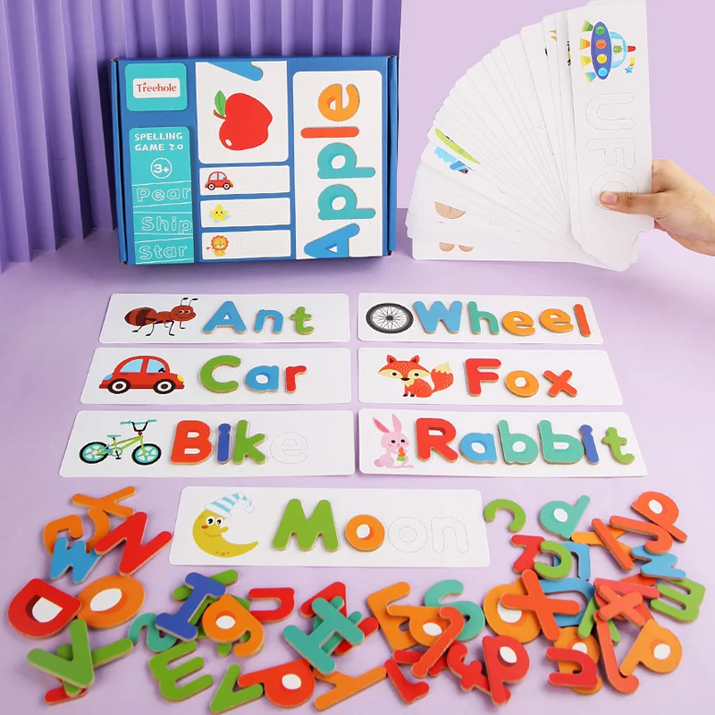 Wholesale 78 Capsules Child Letter Matching Puzzle Word Educational Wooden Alphabet Spelling Toy Game