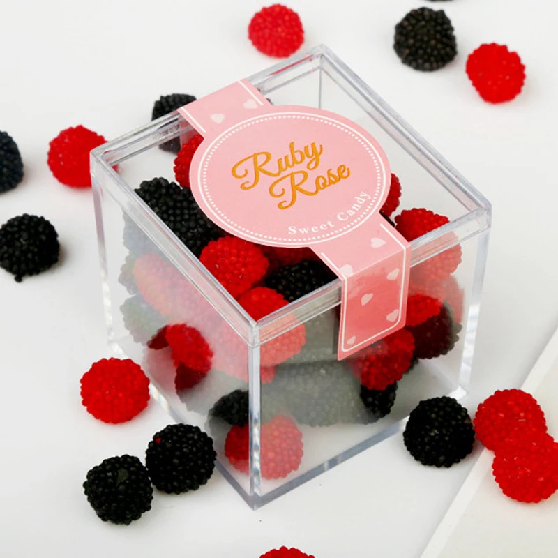 Квадратный прозрачный акриловый контейнер для хранения с логотипом на заказ, маленькая коробка для конфет, пластиковый держатель для растушевки косметики, косметики, губки для макияжа