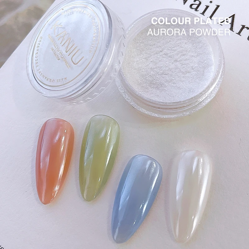 White Pearl Chrome Nail Powder,Iridescent Aurora Powder Metallic Mirror Effect Pigment Pearlescent Mermaid Pigment Pearl Glitter