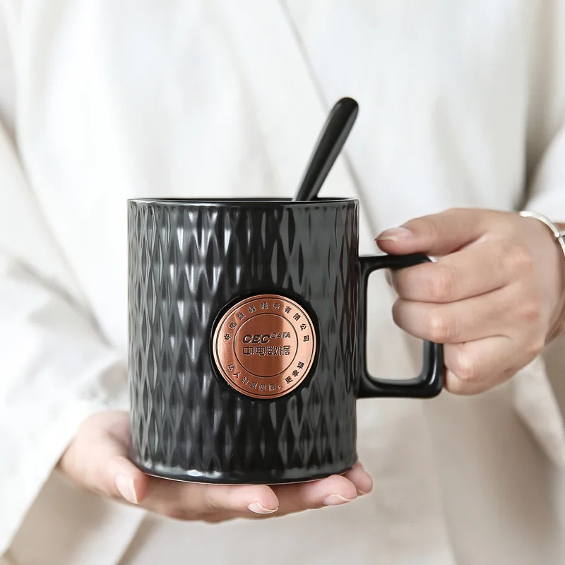 Korea Simba copper seal engraved ceramic mug coffee mug