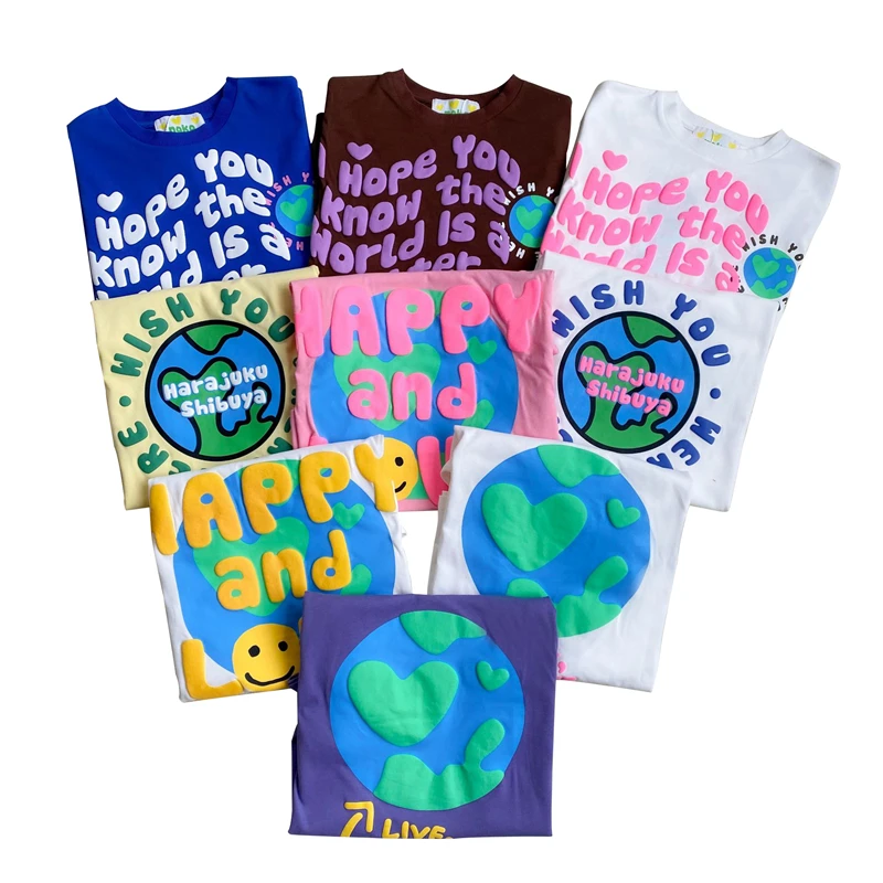 Oem Tee Shirt 100% Cotton Plain Oversized Tshirt For Men Heavy Weight T-shirt Custom Foam 3d Screen Logo Men Puff Print T Shirt