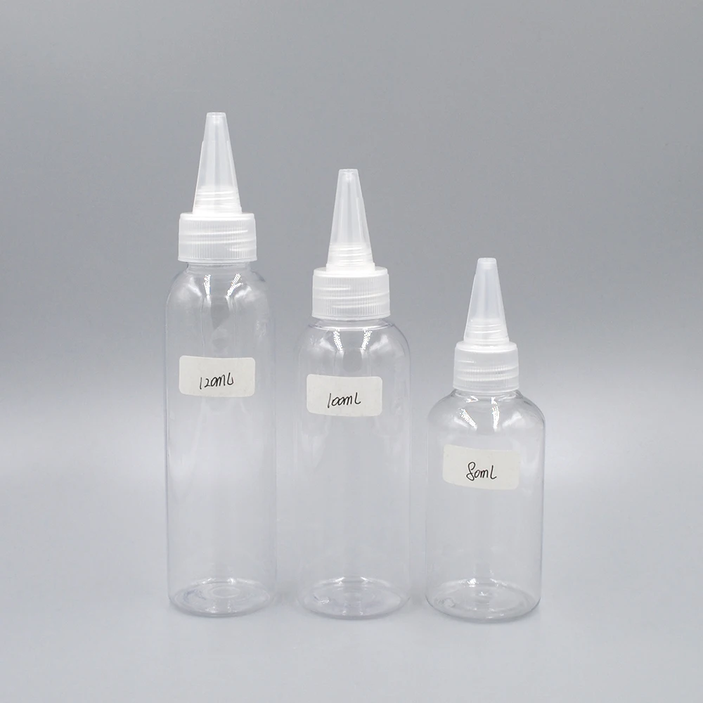Hair Oil Applicator Bottle Plastic PET Portable Oil Bottle Squeeze 100ml 120ml 250ml Acrylic Paint Bottle Wholesale