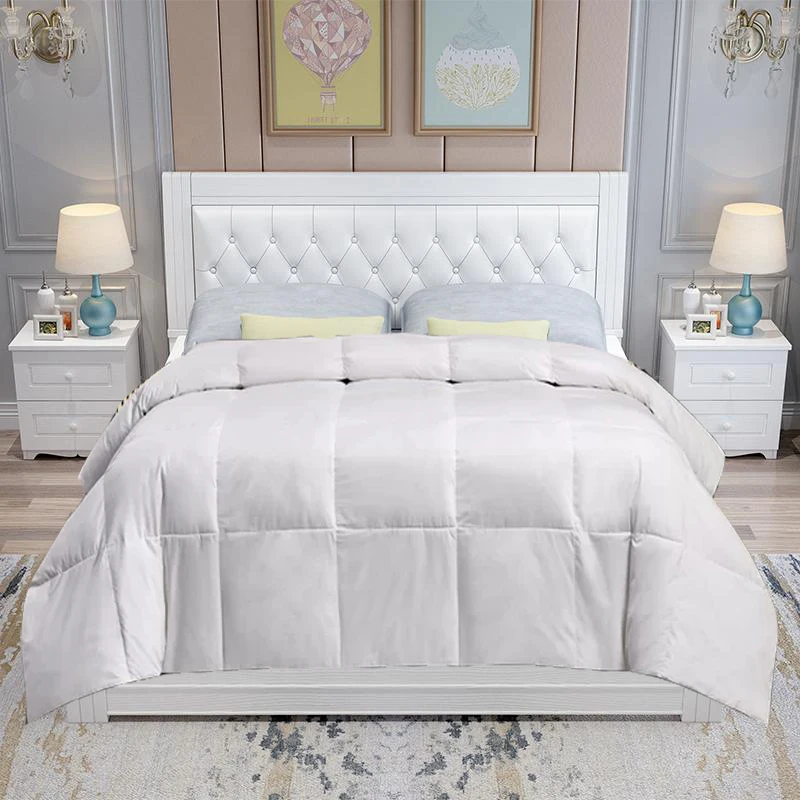 Низкая цена 100% перо стеганый из гусиного пуха королева гостиничная кровать пододеяльник