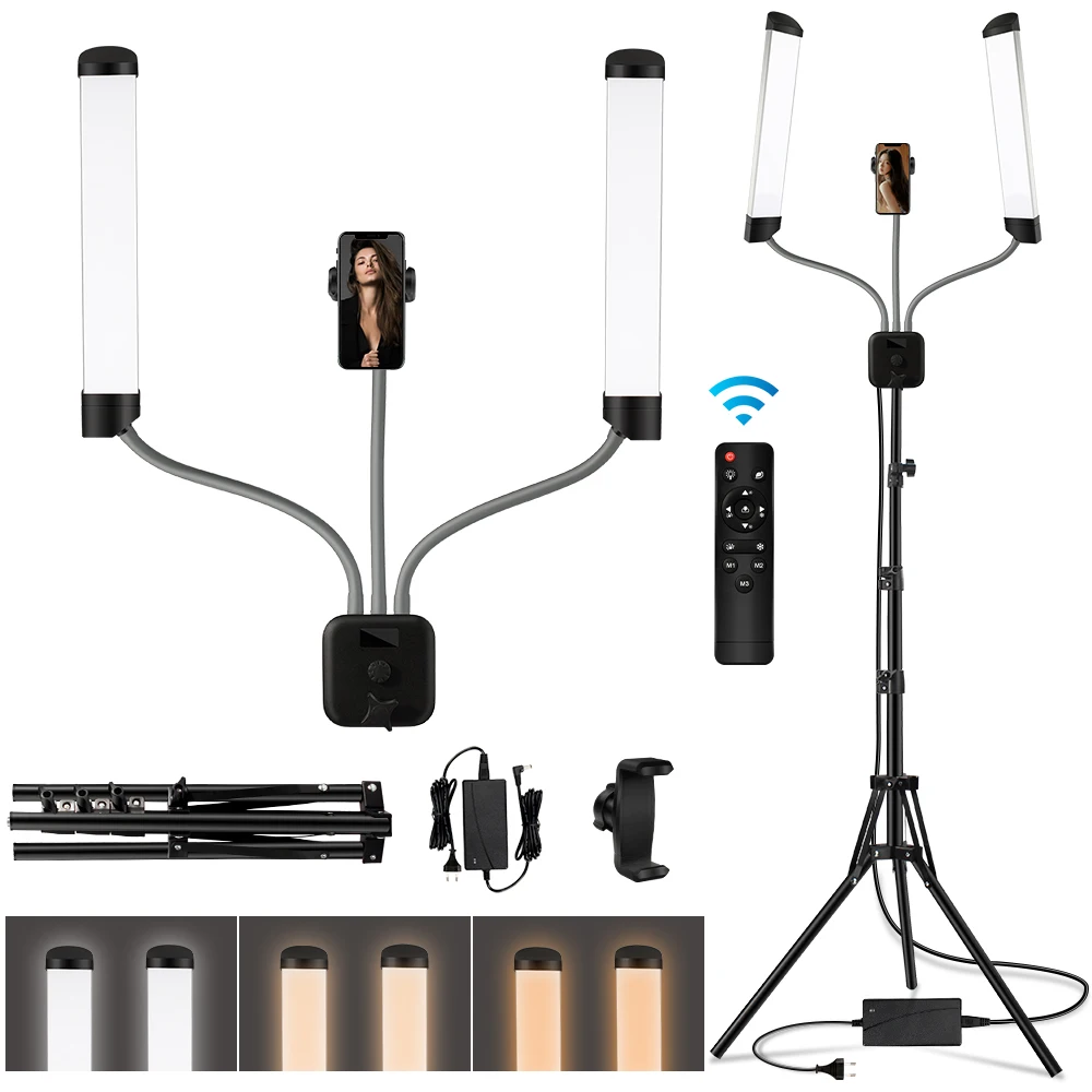 Double Arm Selfie Light Eyelash Extension Beauty Lash Lamp USB Charging Led 2 Arms Fill Light for Salon Nail Tattoo Lamp