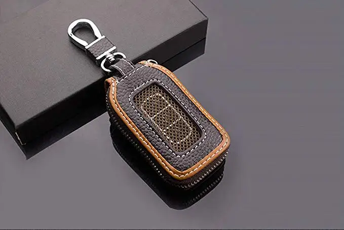 
Genuine Leather Auto Car Key FOB Holder Protector Cover Smart Key Chain with Metal Hook Car Key case Key Bag 