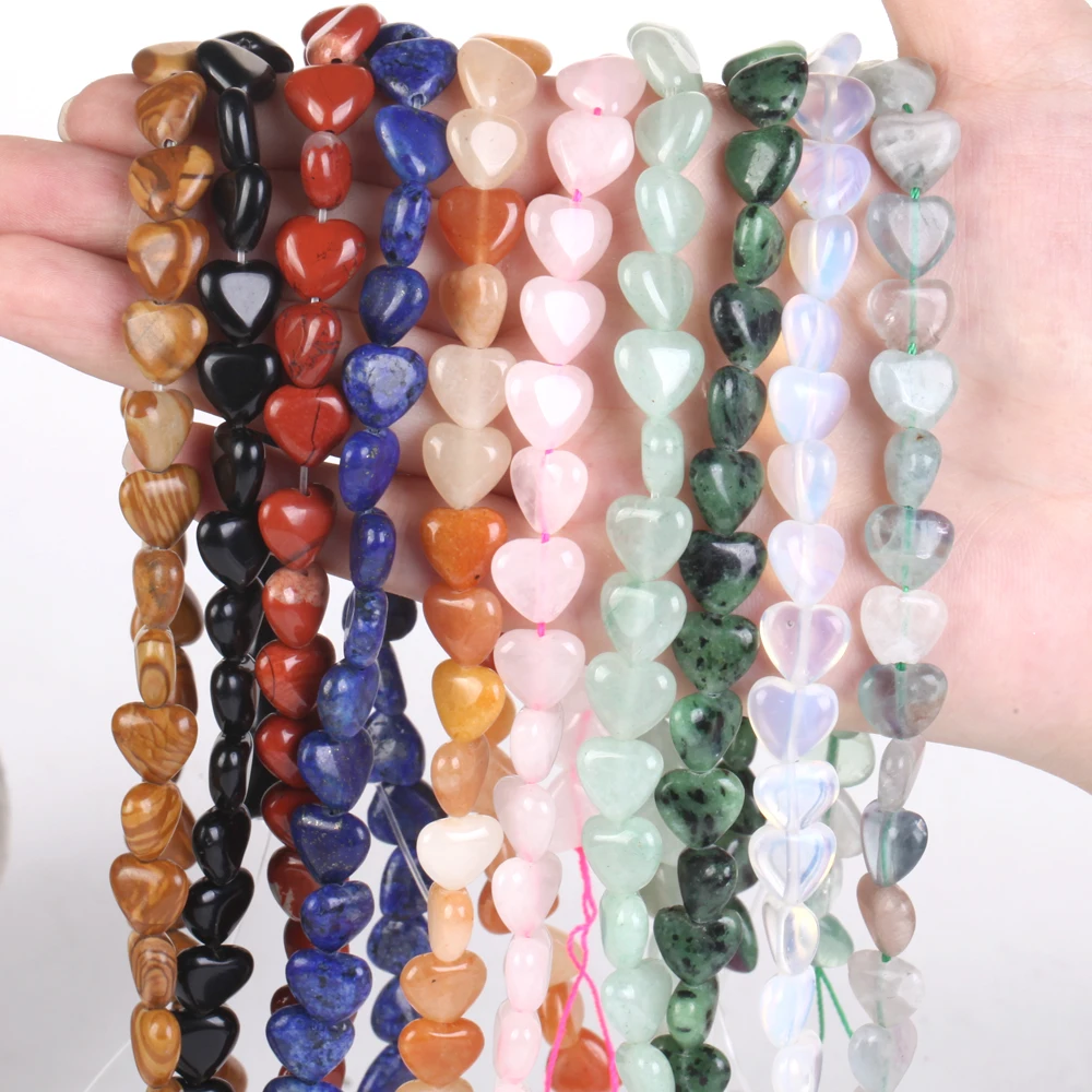 Wholesale Price Natural Heart Stone Beads Rose Quartz Lapis Lazuli For Jewelry Making DIY Bracelet Necklace Handmade