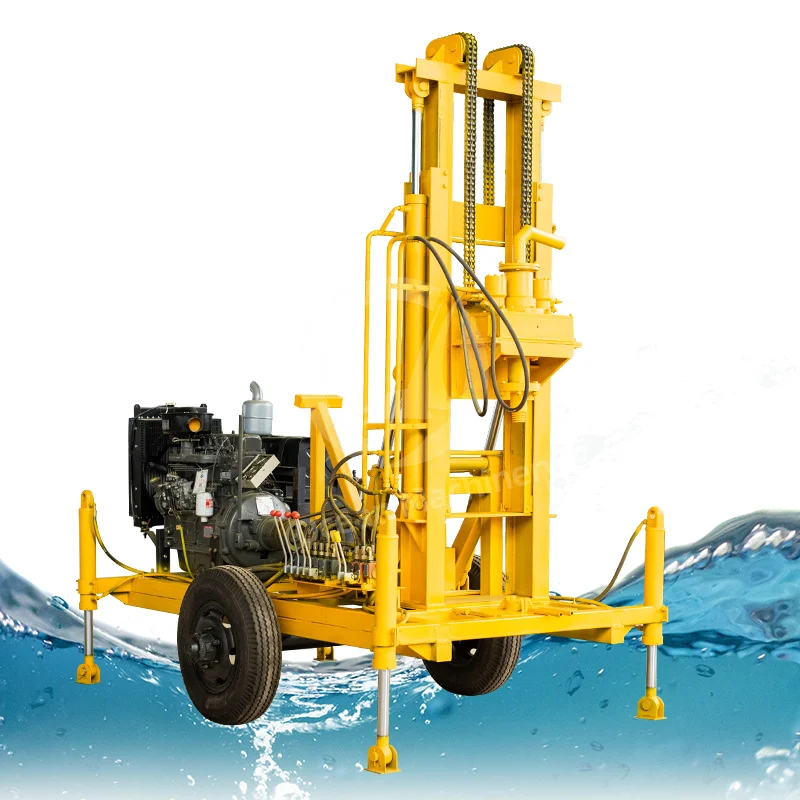 OCEAN Hydraulic Rotary Mobile Water Well Drill Rig Bore Hole Drill Machine with Compressor