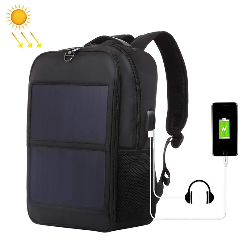 14W Solar Backpack Solar Panel Powered Backpack Water Resistant Laptop Bag with USB Charging Port Solar Charger for Travel