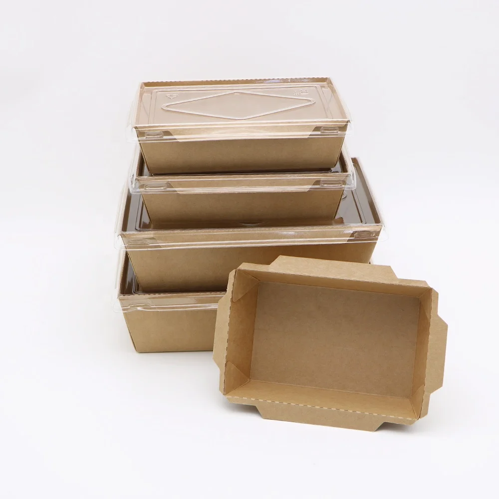 Disposable paper sushi tray with clear lid