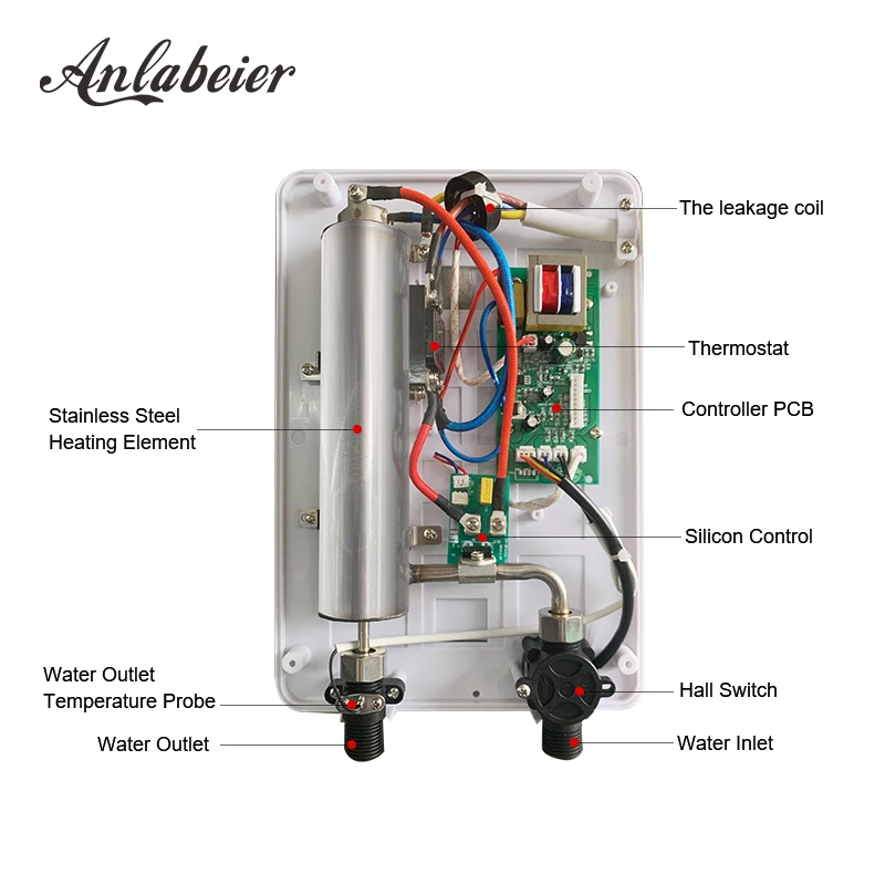 SG01-60 model Anlabeier china brand oem odm customerisation three color stainless steel instant electric water heaters