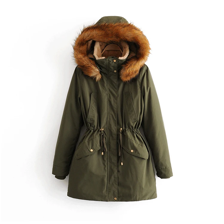 New Fashion Luxury Windproof Long Trench Coat Womens Zipper Peacoat Jacket With Fur Collar