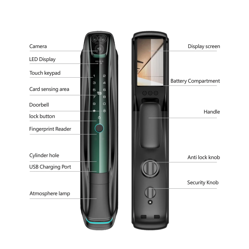 3d Face Recognition Smart Door Lock Digital Password Electronic Lock App Control Unlock Security Smart Door Lock